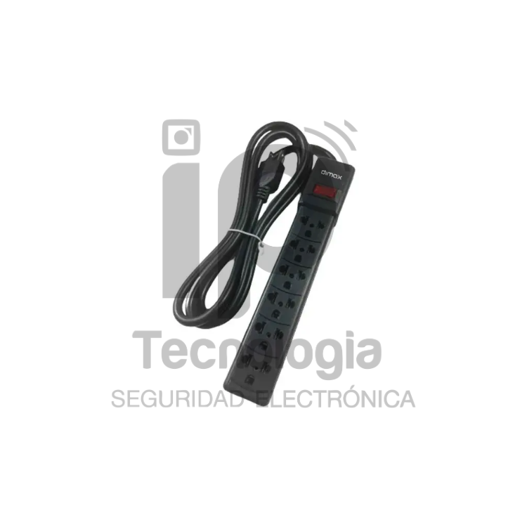 SUPRESOR DE PICOS 2MT DE 6 TOMAS NEMA UNIVERSAL NEGRO