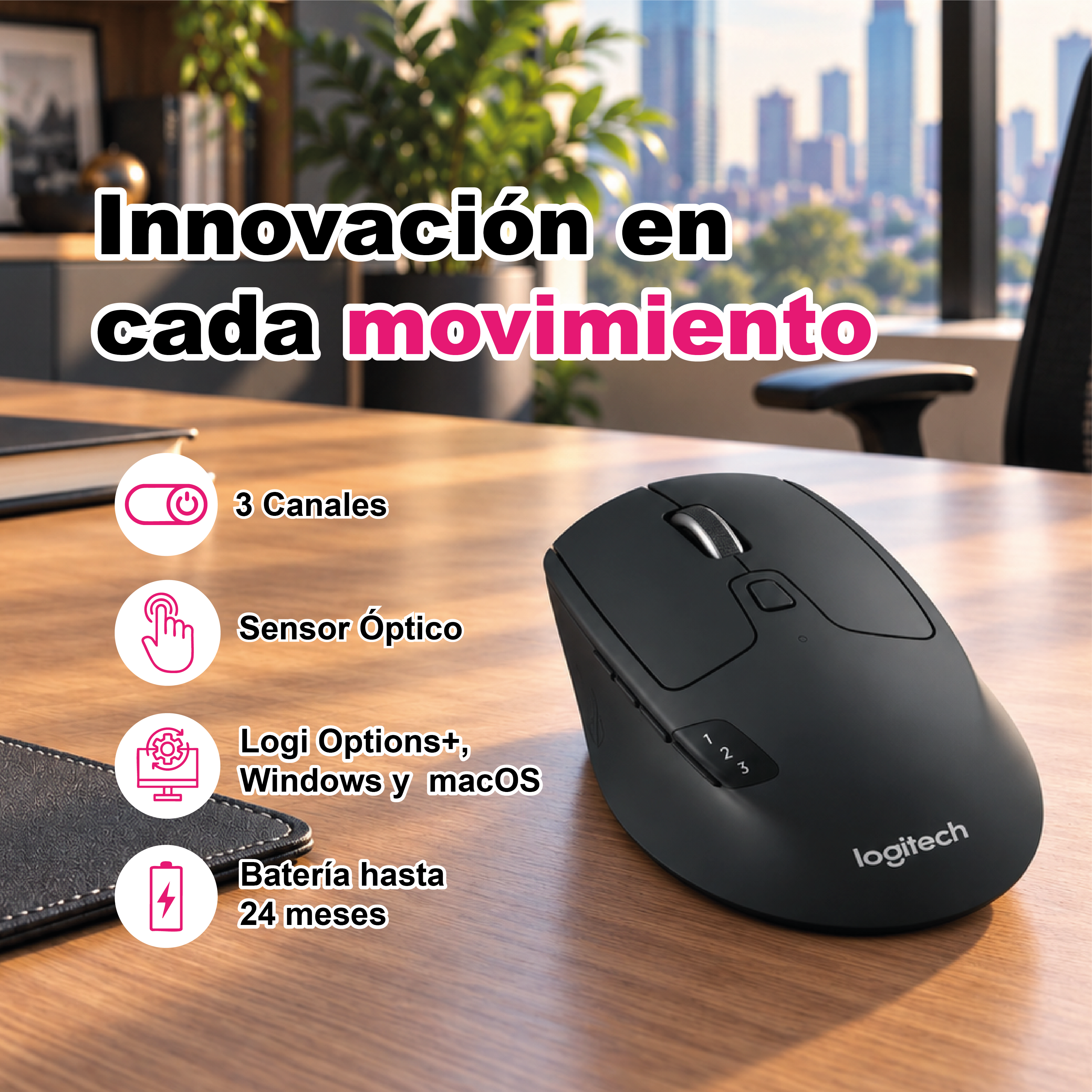 Mouse M720 Wireless Triathlon Black 4