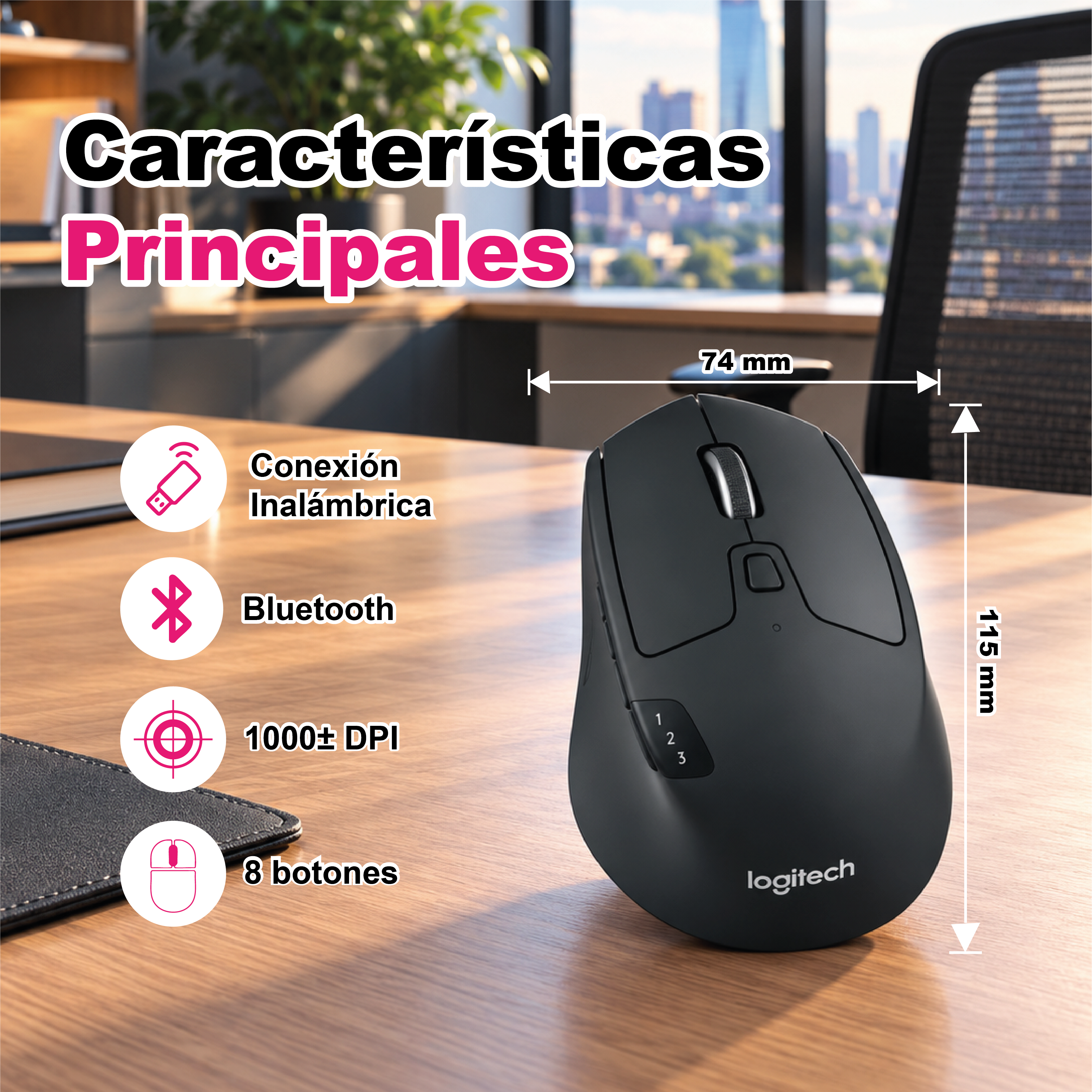 Mouse M720 Wireless Triathlon Black 3